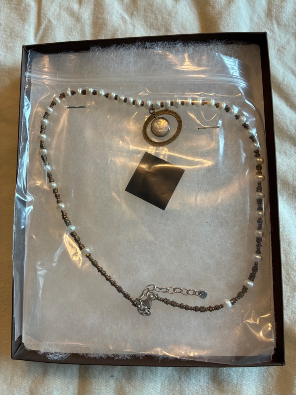 Silpada "Go Coastal" Necklace Feat. Freshwater Pearls, Brash Accents N1894